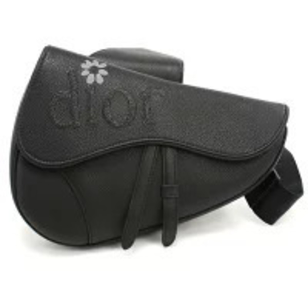 Christian Dior Body Bag Saddle Leather Black Crossbody Cool